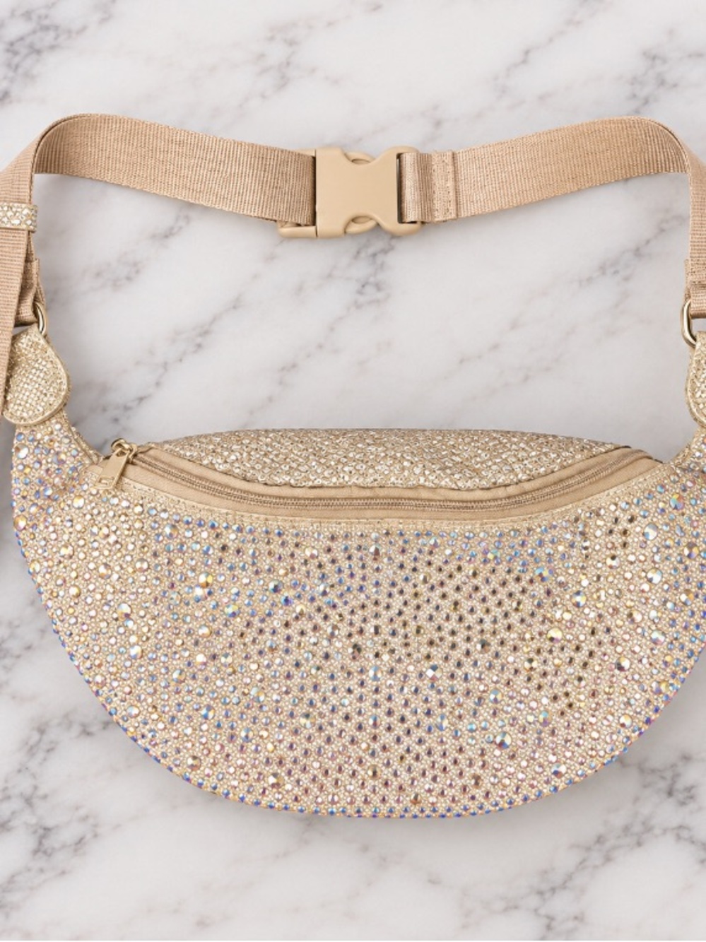 Brand New (New Look) Gold Rhinestone Sparkly Belt Bag Adjustable Crossbody